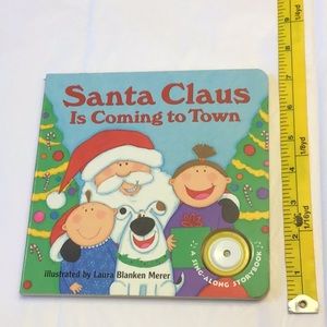 🎁5/10.00🎁 Santa Claus is Coming to Town, board book, button non-working, clean